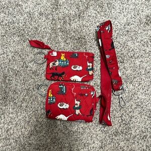 Vera Bradley Holiday Cats- Zip RFID Wallet, Zip ID Wallet, and Lanyard